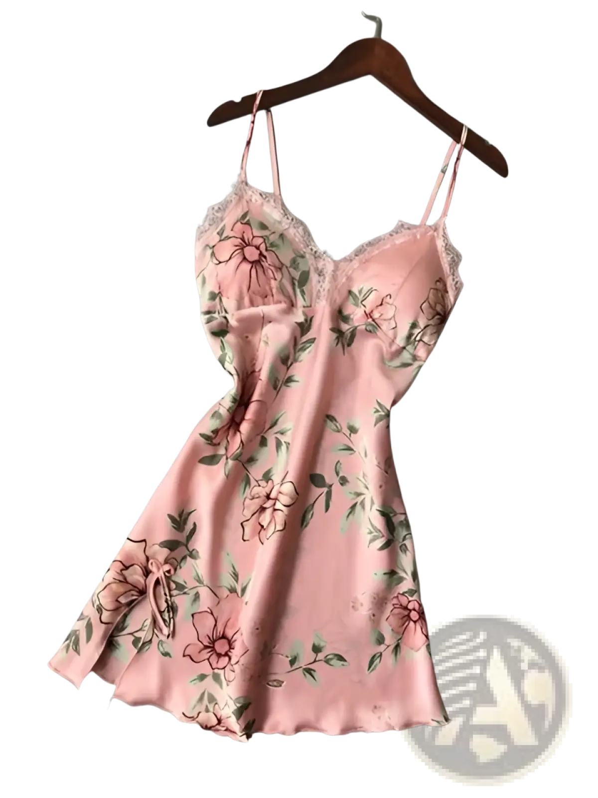 Floral Lace Satin Slip Nightgown